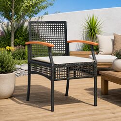 Durable Black PE Rattan Outdoor Garden Chairs Set of 2