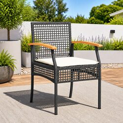 Black Poly Rattan Outdoor Garden Chairs Set of 4