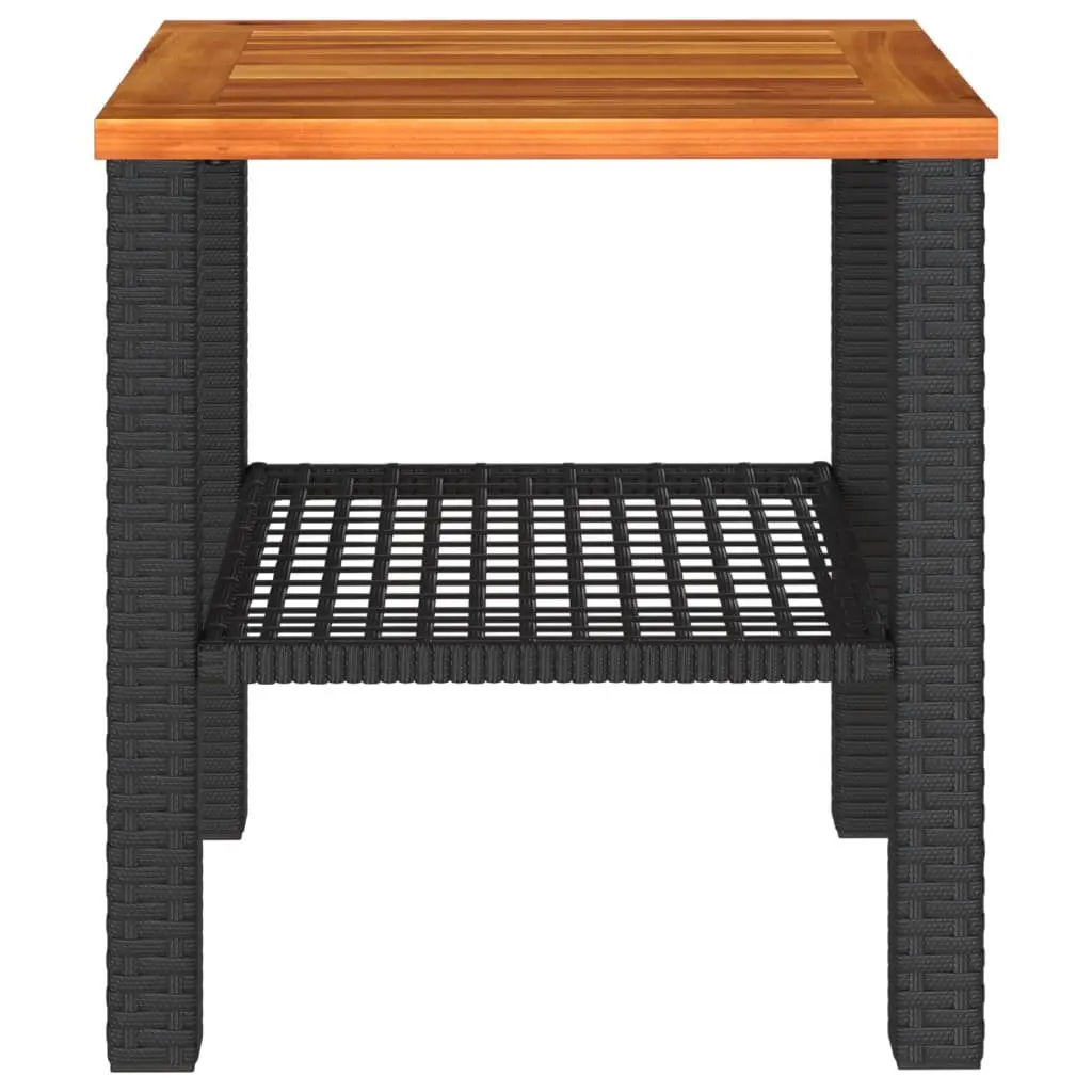 Garden Table Poly Rattan Acacia Wood 40 x 40 x 42 cm Black