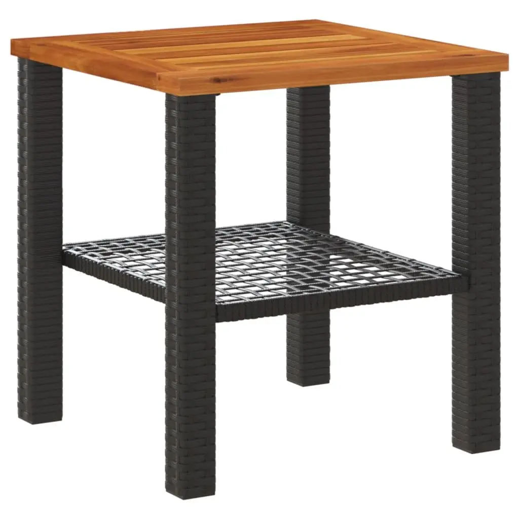 Garden Table Poly Rattan Acacia Wood 40 x 40 x 42 cm Black