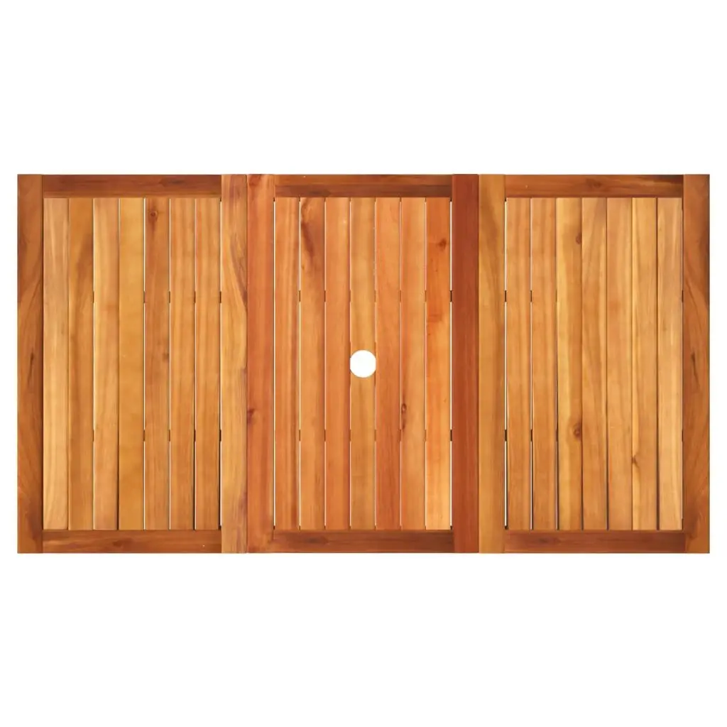 Black Poly Rattan Garden Table 140x80x75cm Acacia Top