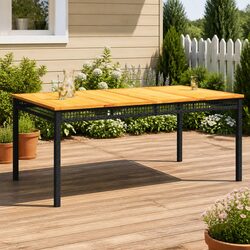 Durable Garden Table with Acacia Wood Top