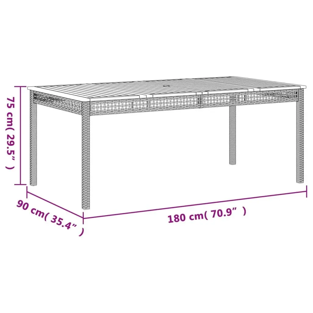 Garden Table with Acacia Wood Top