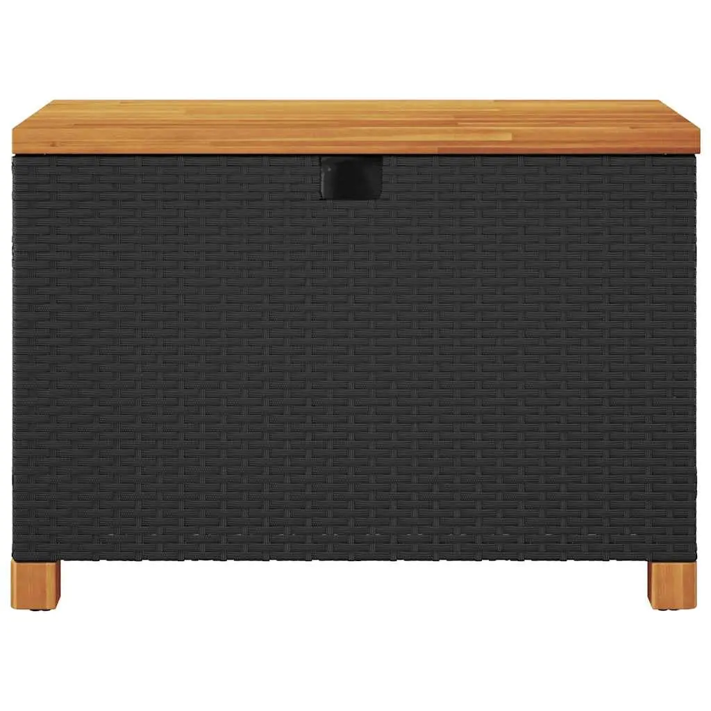 Garden Storage Box PE Rattan Acacia 80x40x48cm Black