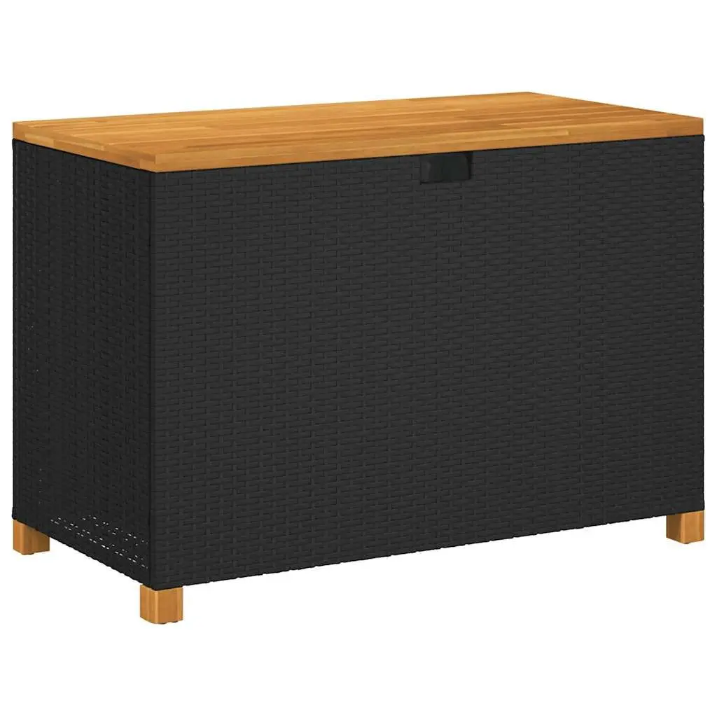 Black Poly Rattan Garden Storage Box and Bench