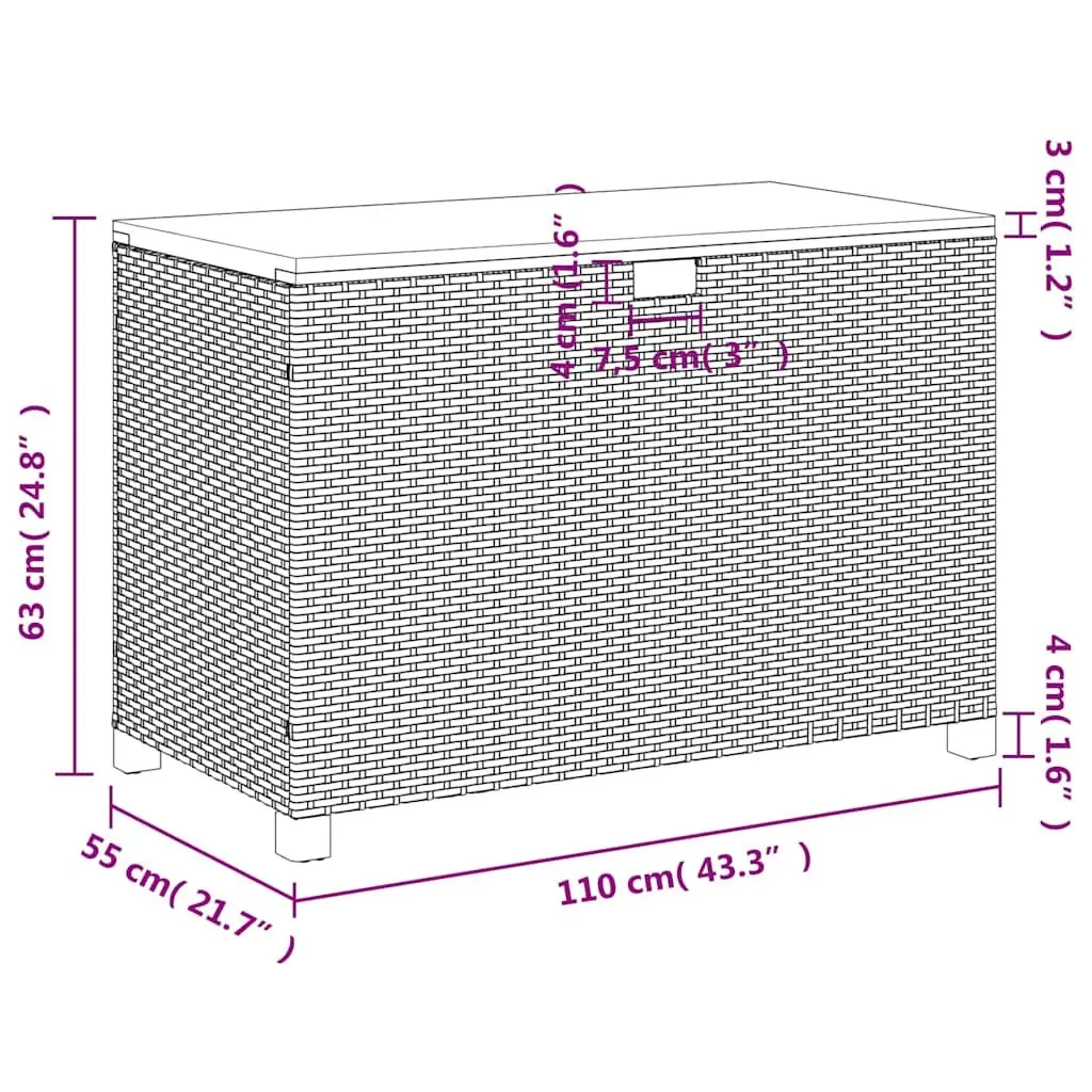 Black Poly Rattan Garden Storage Box and Bench