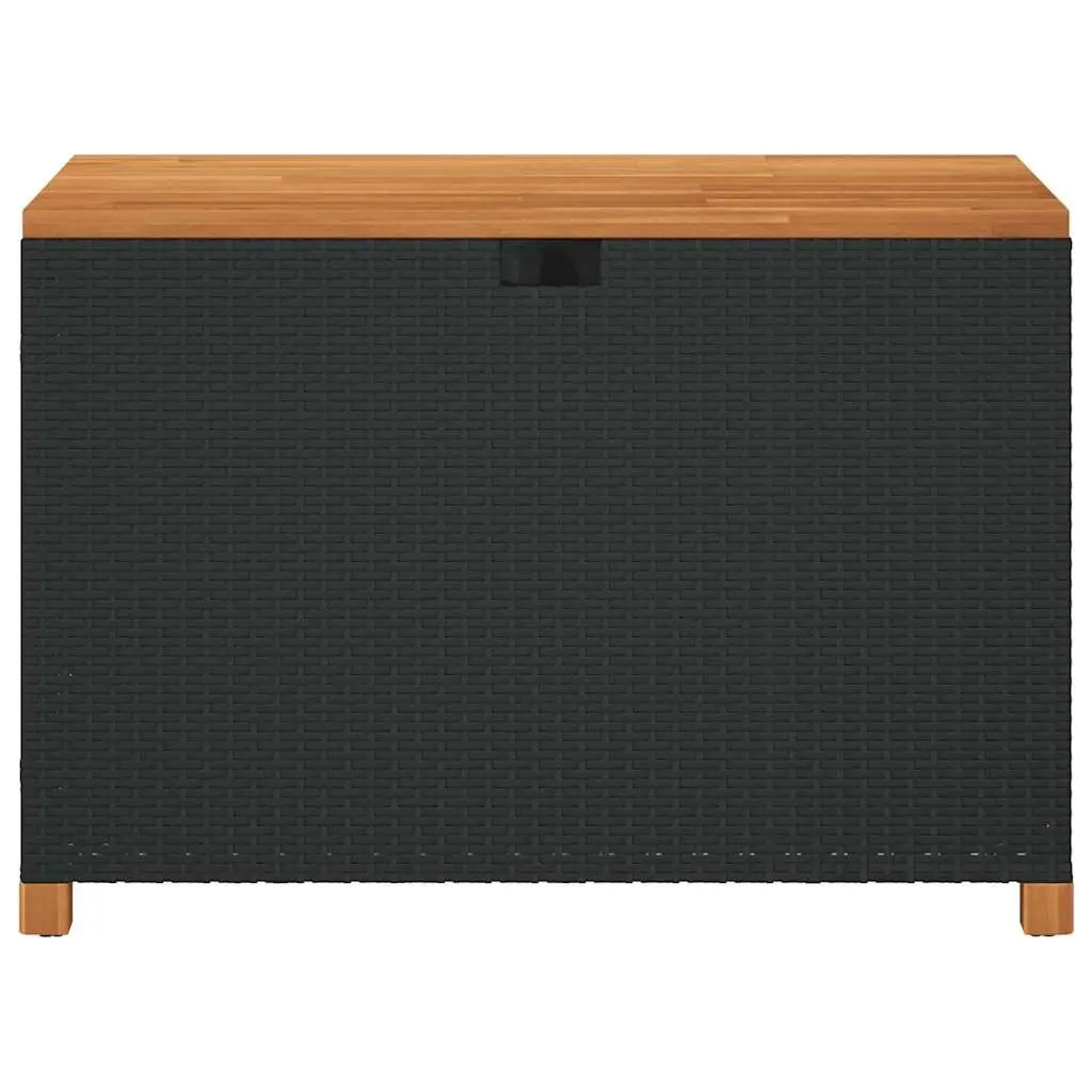 Black Poly Rattan Garden Storage Box and Bench