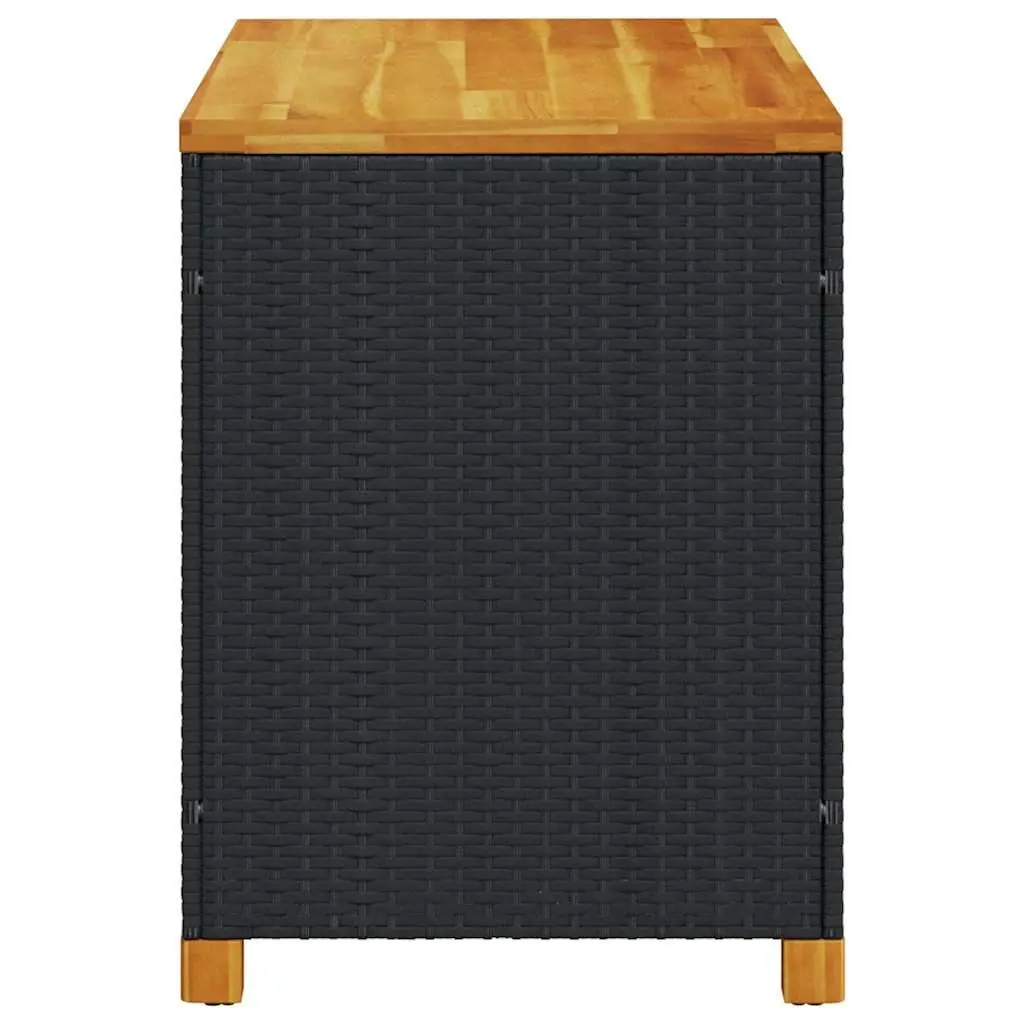 Black Poly Rattan Garden Storage Box and Bench