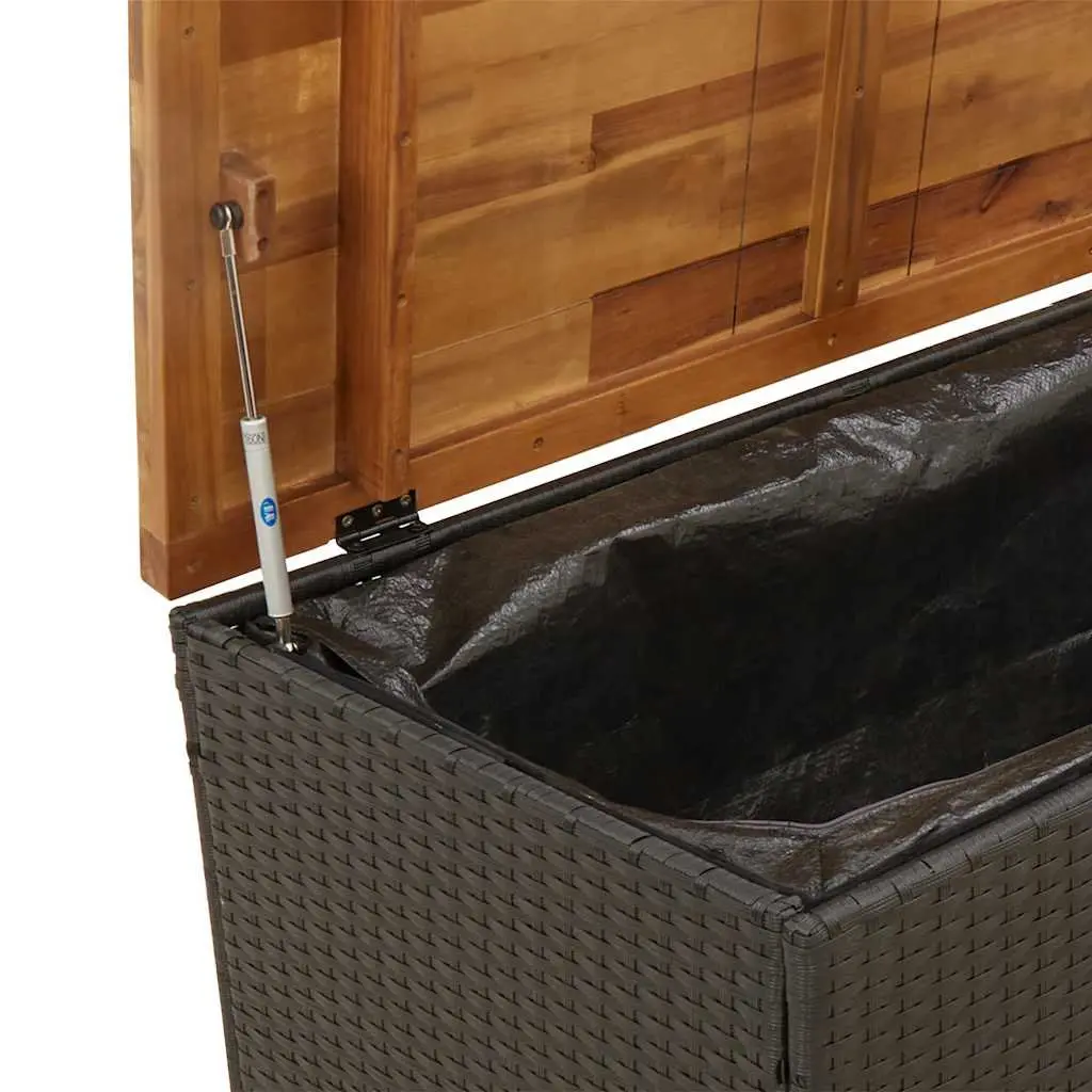 Black Poly Rattan Garden Storage Box and Bench