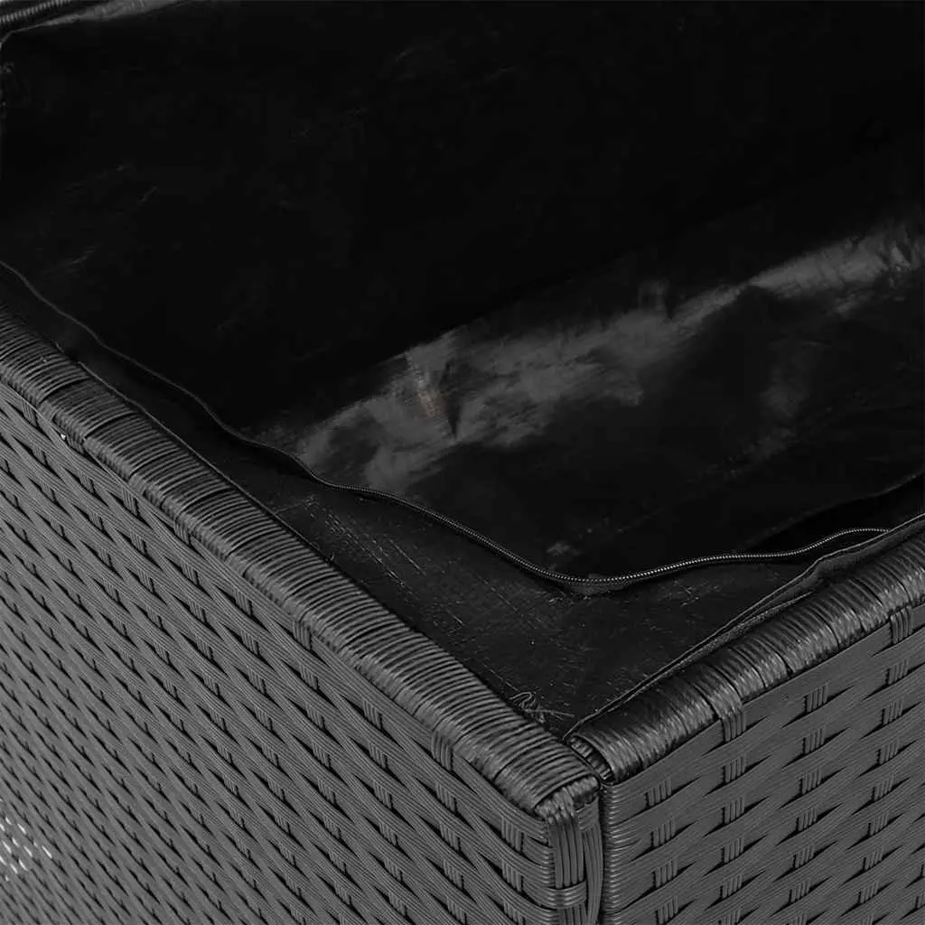 Black Poly Rattan Garden Storage Box and Bench