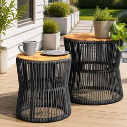 Durable Garden Side Tables 2-Piece Set for Outdoor Use