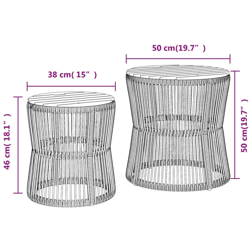 Garden Side Tables 2-Piece Set for Outdoor Use