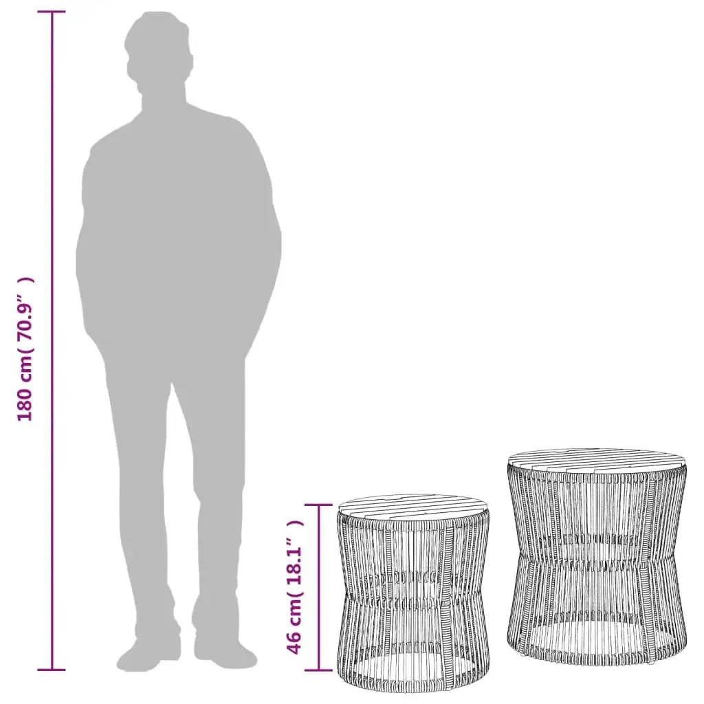 Garden Side Tables 2-Piece Set for Outdoor Use