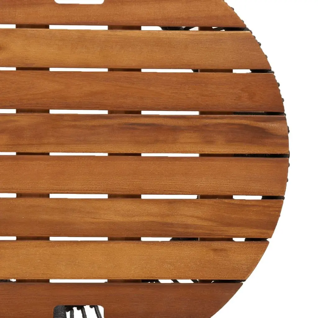 Garden Side Tables PE Rattan Acacia Wood Grey Set of 2