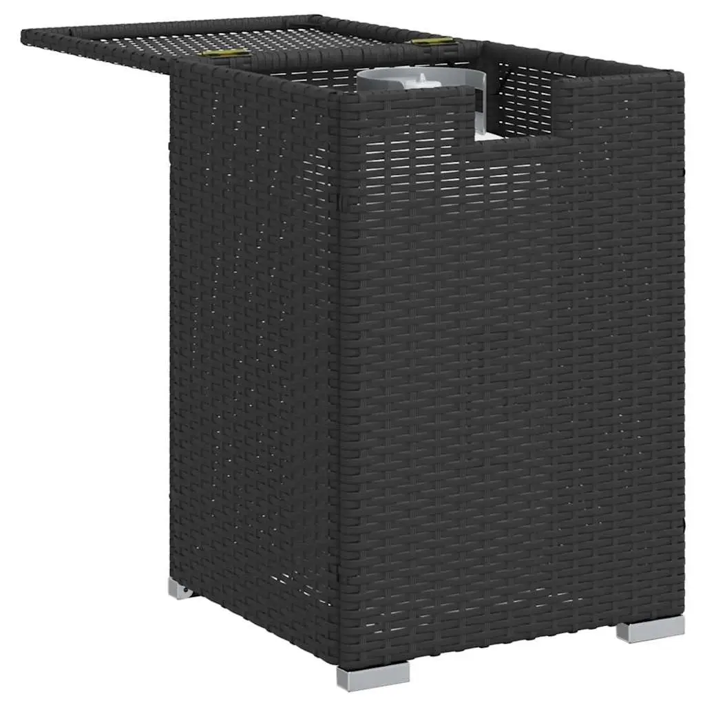 Propane Tank Cover Side Table Poly Rattan 40x40x60cm Black