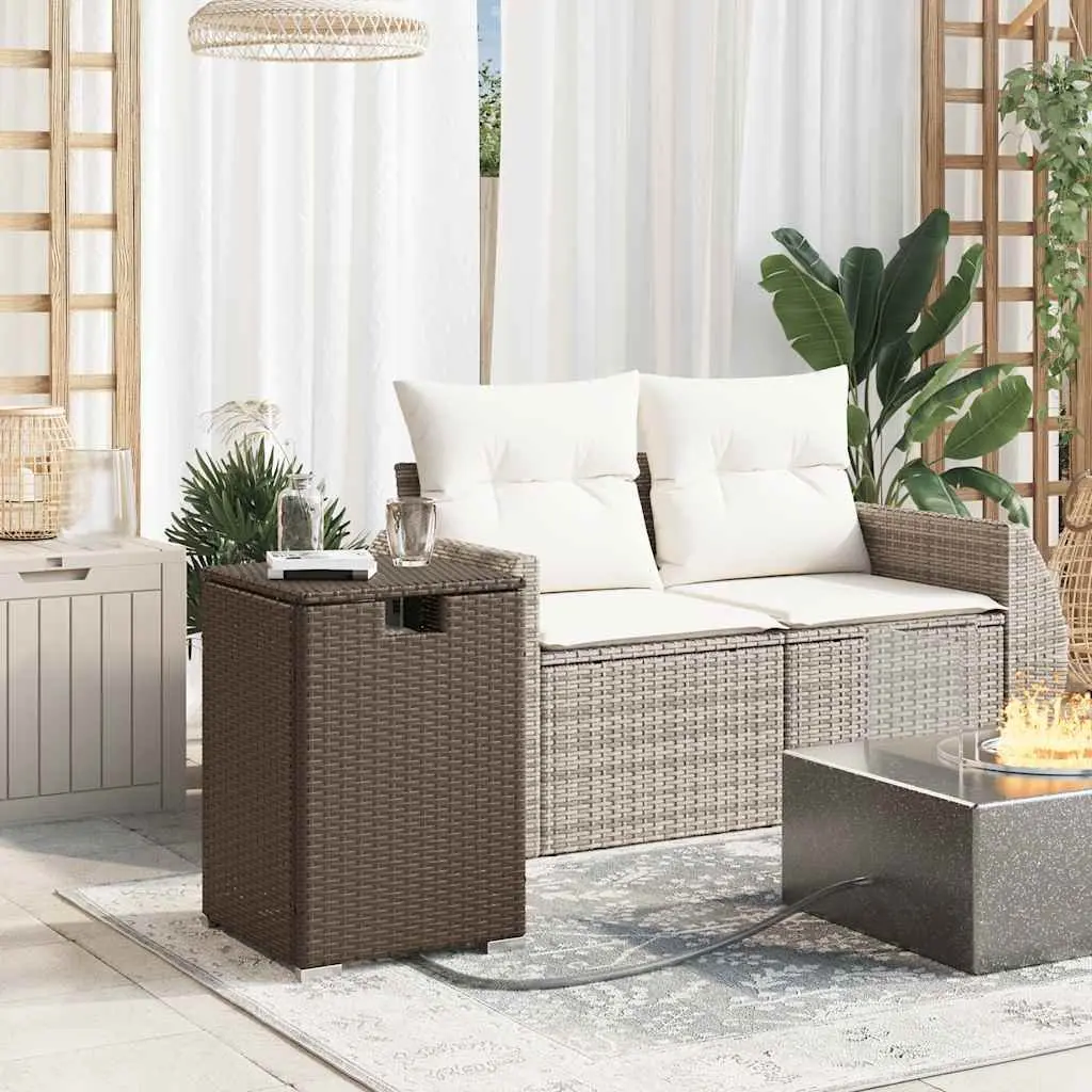 Brown Propane Tank Cover Table, 40x40x60cm, Poly Rattan
