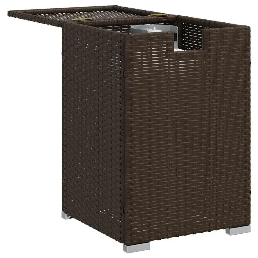 Brown Propane Tank Cover Table, 40x40x60cm, Poly Rattan