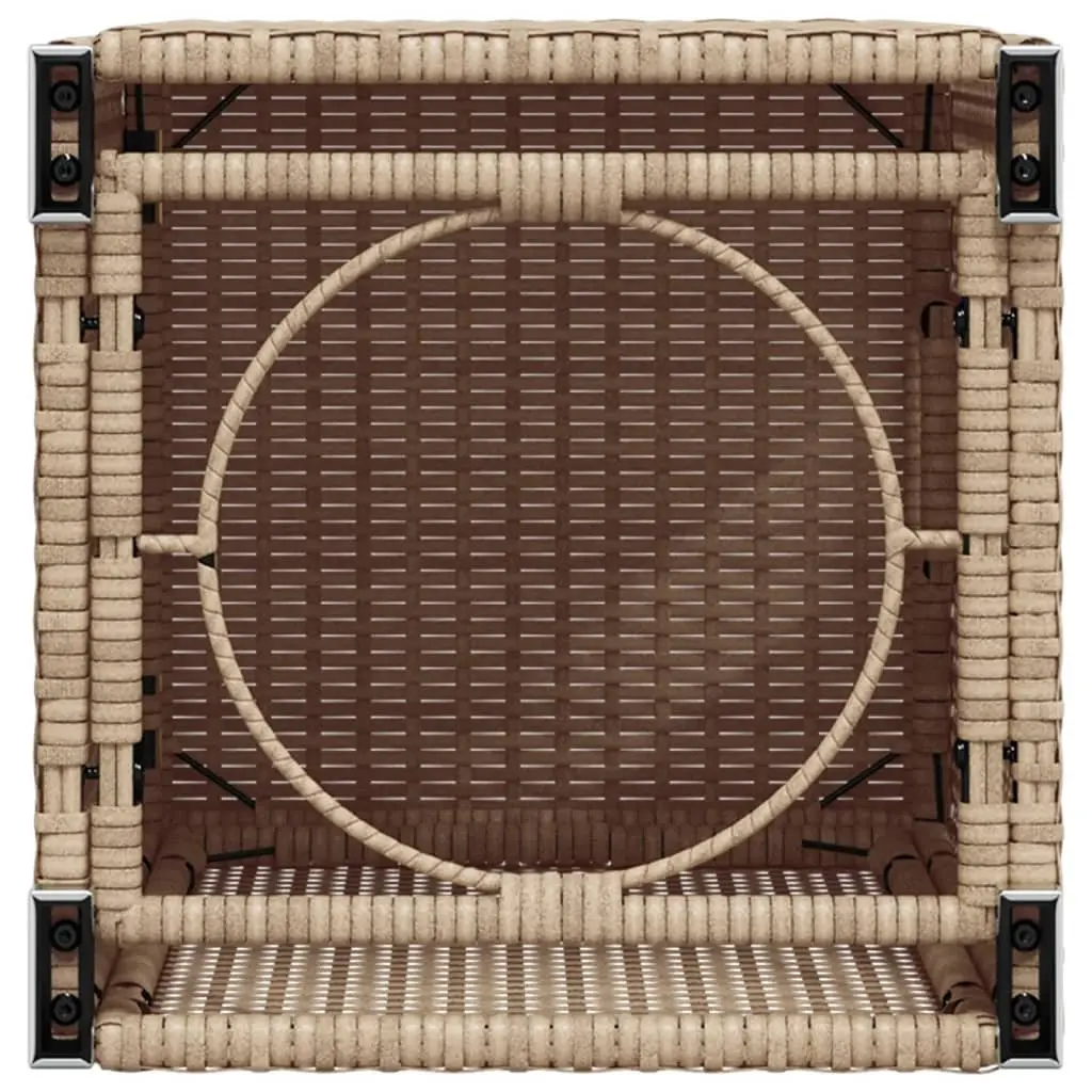 Beige Poly Rattan Outdoor Propane Tank Cover Table