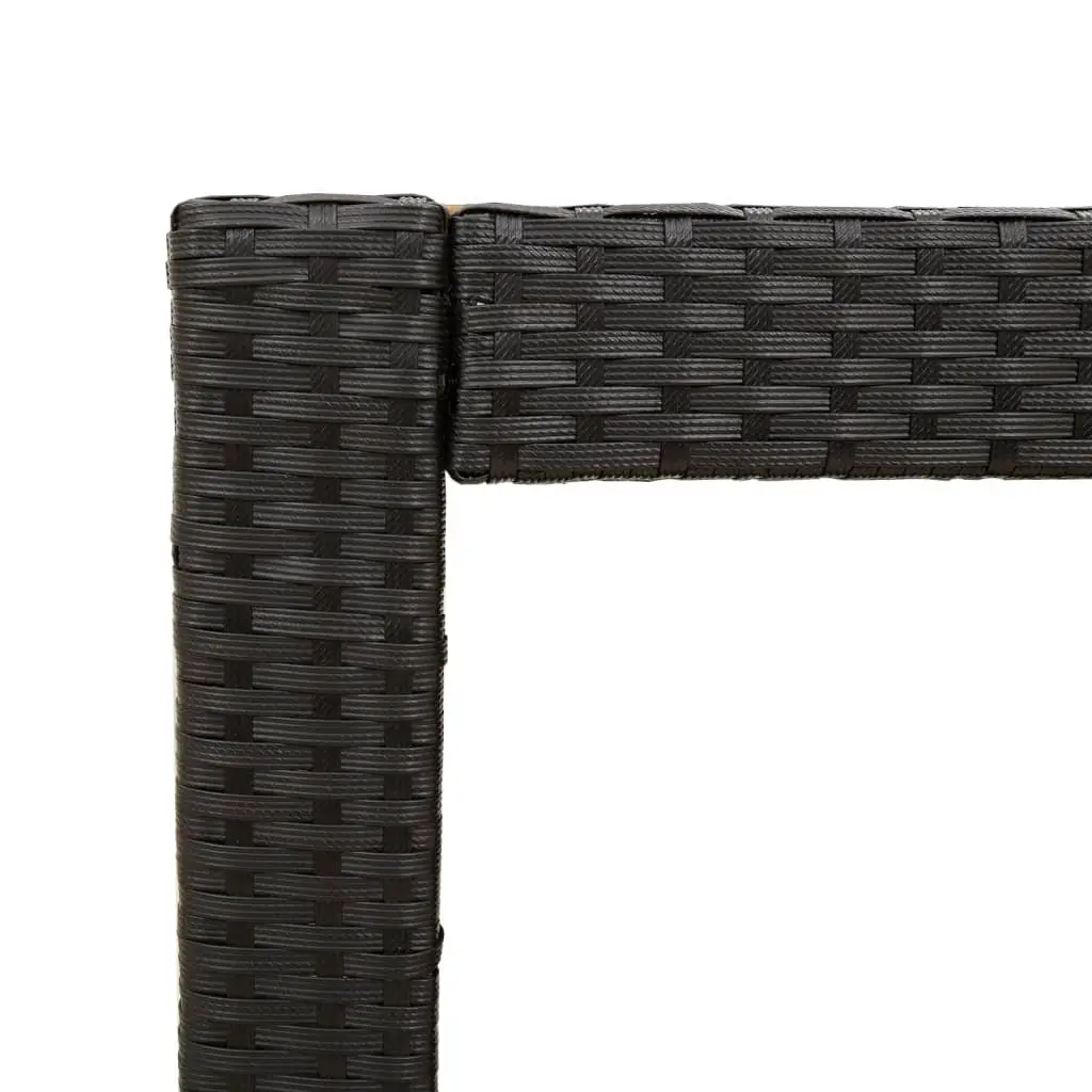Garden Side Table Poly Rattan Frame Acacia Wood Top Black