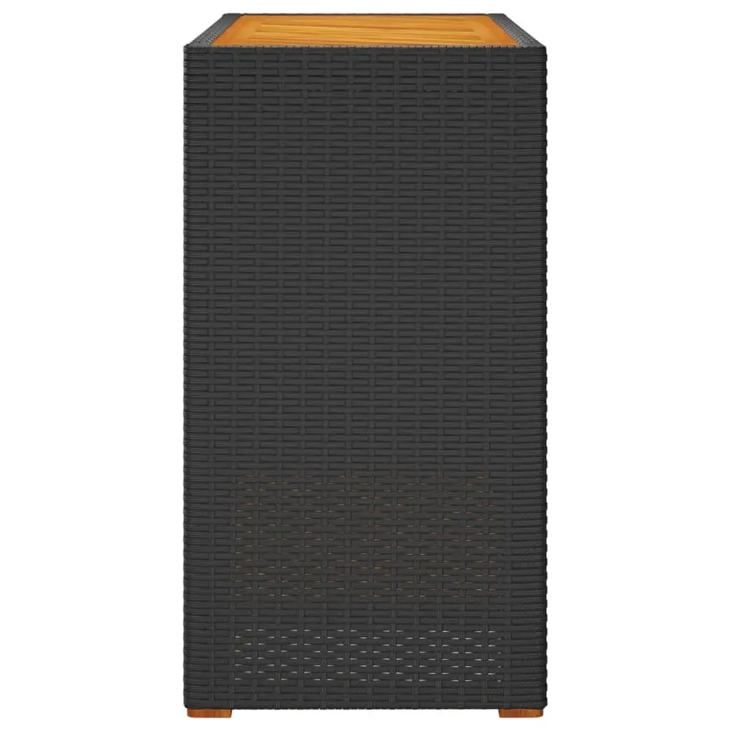 Garden Side Table Poly Rattan Black Acacia Wood Top 100 x 40 x 75 cm