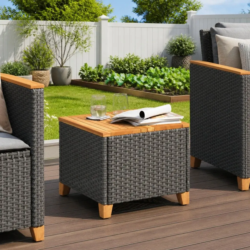 Black Garden Table 45x45x37cm for Outdoor Use