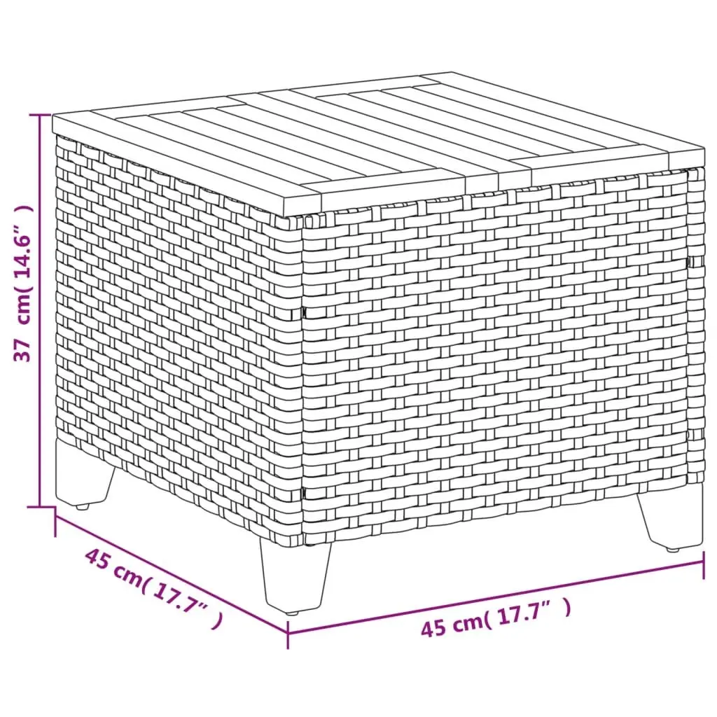 Black Garden Table 45x45x37cm for Outdoor Use