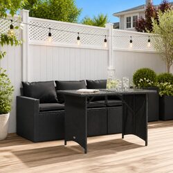 Durable 2 Piece Outdoor Dining Set with Black Poly Rattan