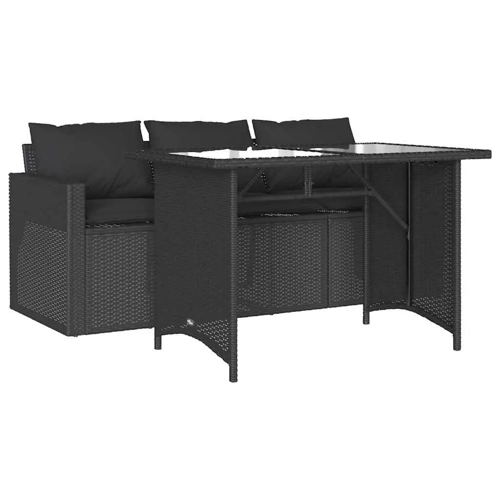 2 Piece Outdoor Dining Set with Black Poly Rattan