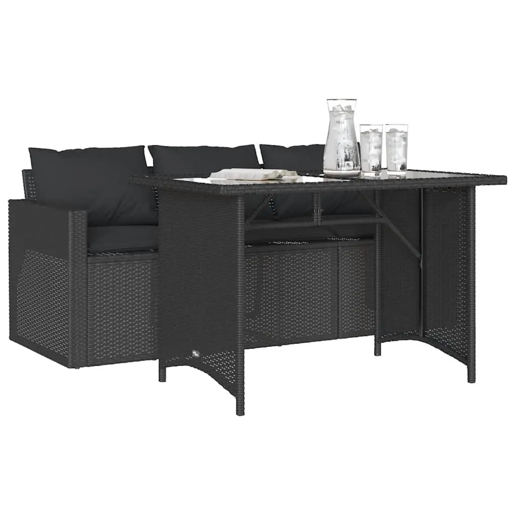 2 Piece Outdoor Dining Set with Black Poly Rattan