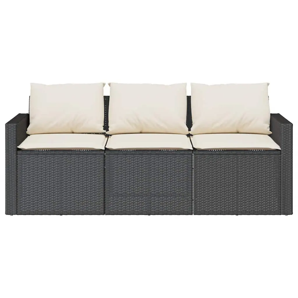 Black Poly Rattan Garden Dining Set with Cushions