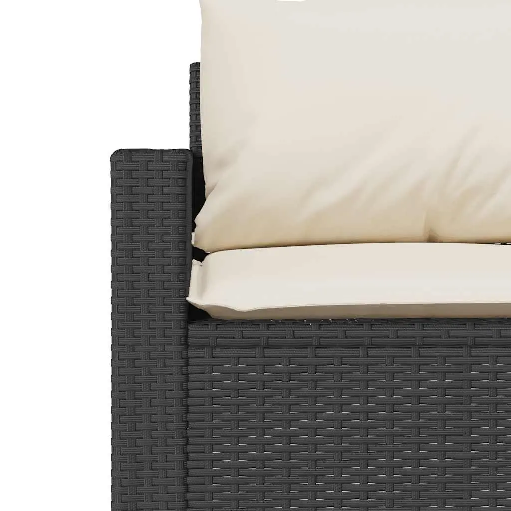 Black Poly Rattan Garden Dining Set with Cushions