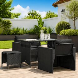 Durable 4 Piece Outdoor Garden Sofa Set with Cushions