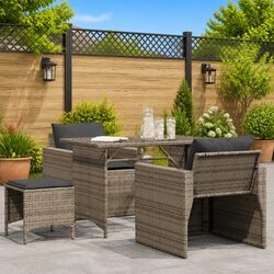 Durable 4 Piece Outdoor Sofa Set with Cushions in Grey