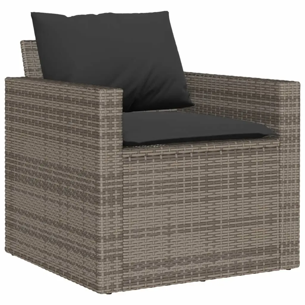 Garden Sofa Set PE Rattan 4 Piece Grey Outdoor Furniture with Cushions