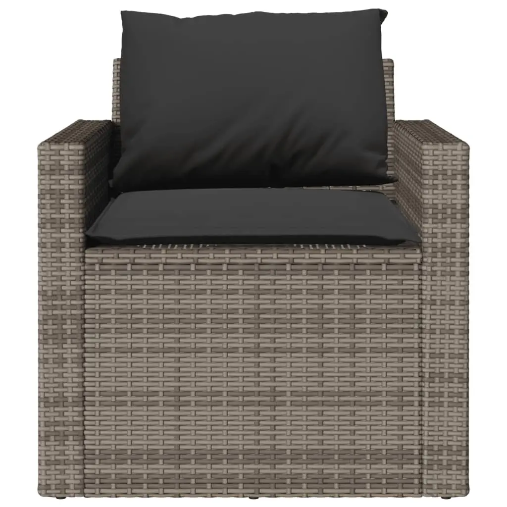 Garden Sofa Set PE Rattan 4 Piece Grey Outdoor Furniture with Cushions