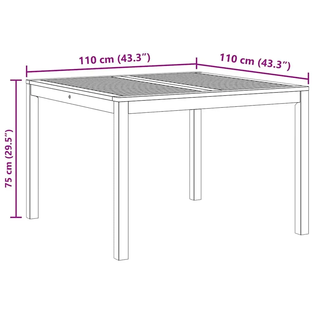 Garden Dining Table Solid Acacia Wood 110x110x75cm Brown