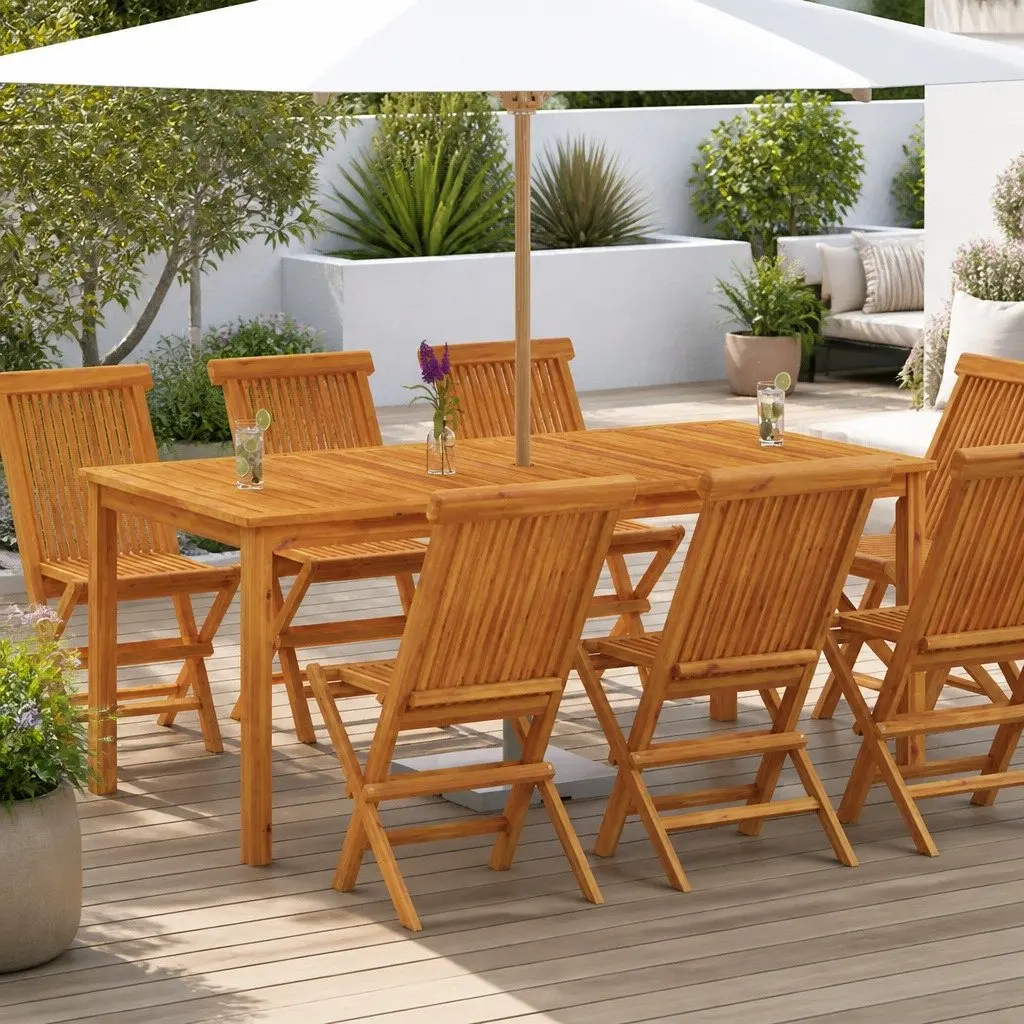 Garden Furniture Outdoor Dining Table Acacia Wood Brown 180x90x75cm Solid Durable Top
