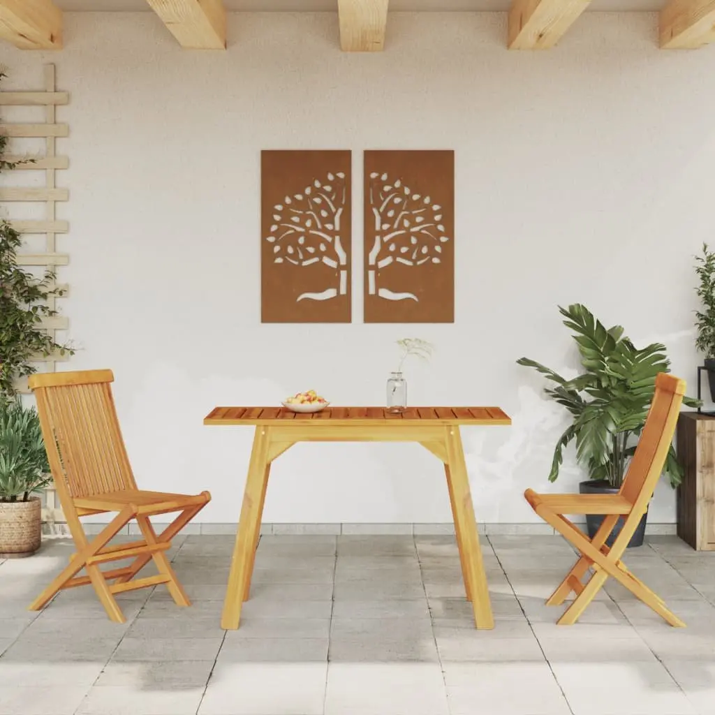 Solid Acacia Wood Outdoor Dining Table 110x56x75cm