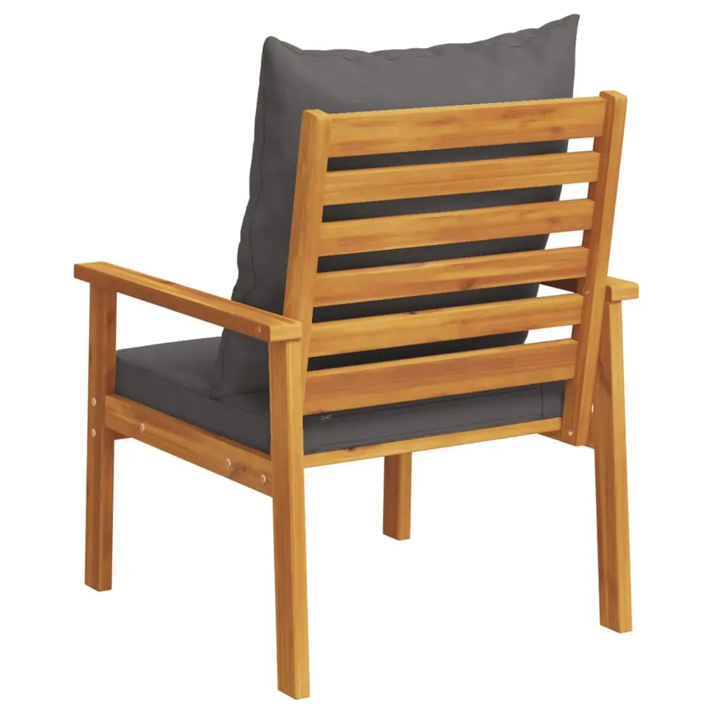 Outdoor Sofa Chair 2pcs with Cushion Solid Wood Garden Seating Patio Furniture