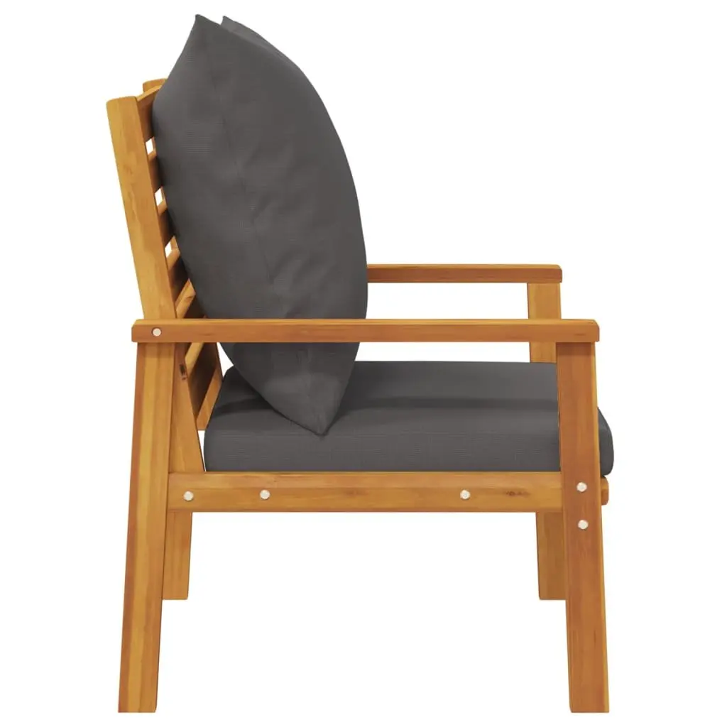 Outdoor Sofa Chair 2pcs with Cushion Solid Wood Garden Seating Patio Furniture