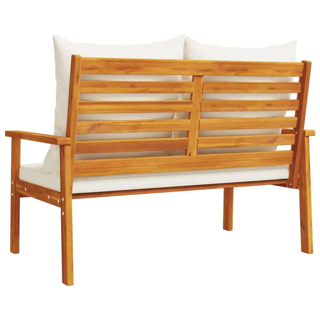 Garden Sofa Bench Solid Acacia Wood 120cm Brown with Cushion Backrest Armrests