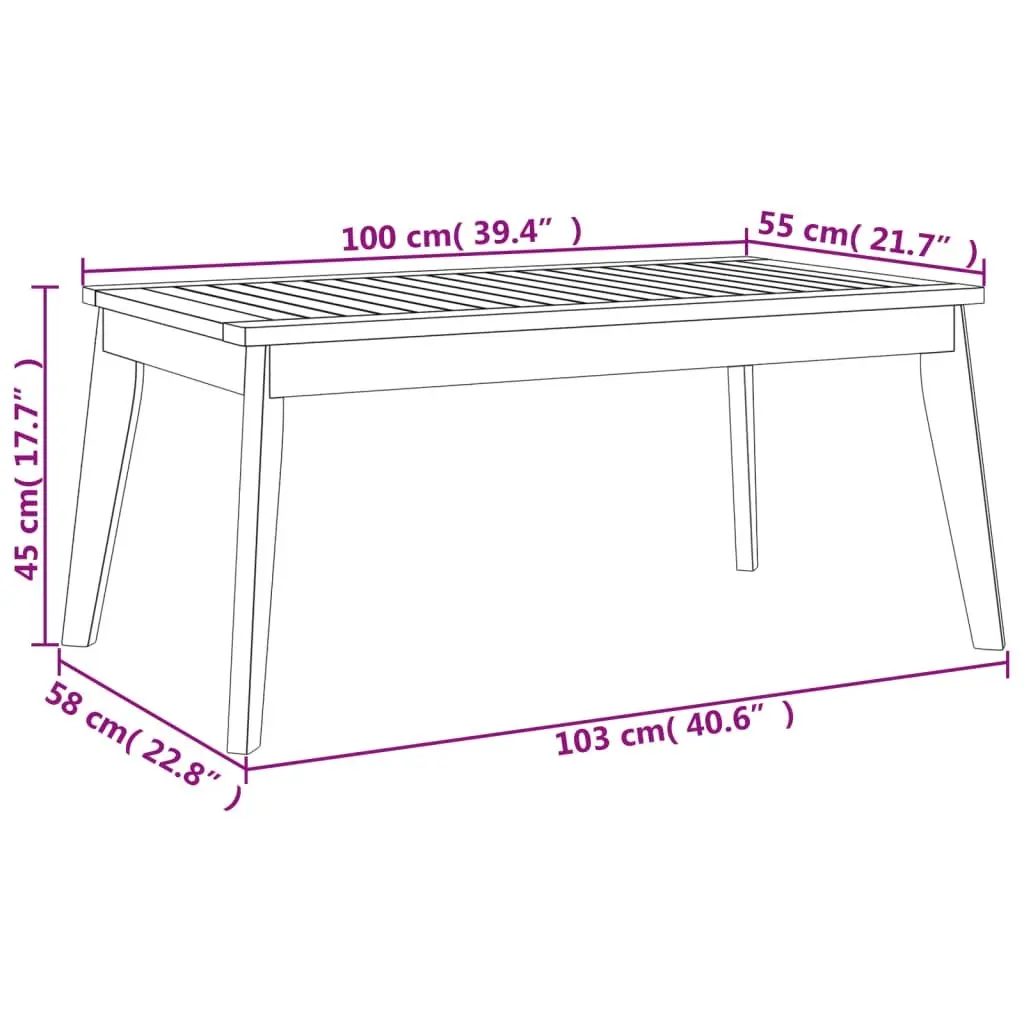 Garden Dining Table Solid Acacia Wood 100x55x45cm Brown