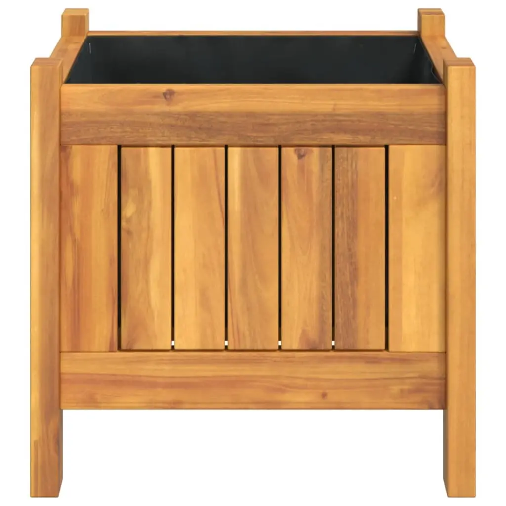 Acacia Wood Garden Planter Box Brown 31x31x30 cm with Non-Woven Liner for Outdoor Spaces
