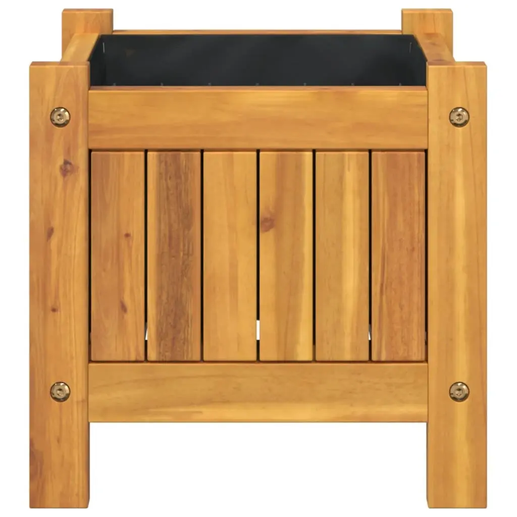 Acacia Wood Garden Planter Box Brown 31x31x30 cm with Non-Woven Liner for Outdoor Spaces
