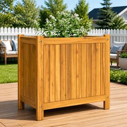 Premium Acacia Wood Garden Planter with Drainage