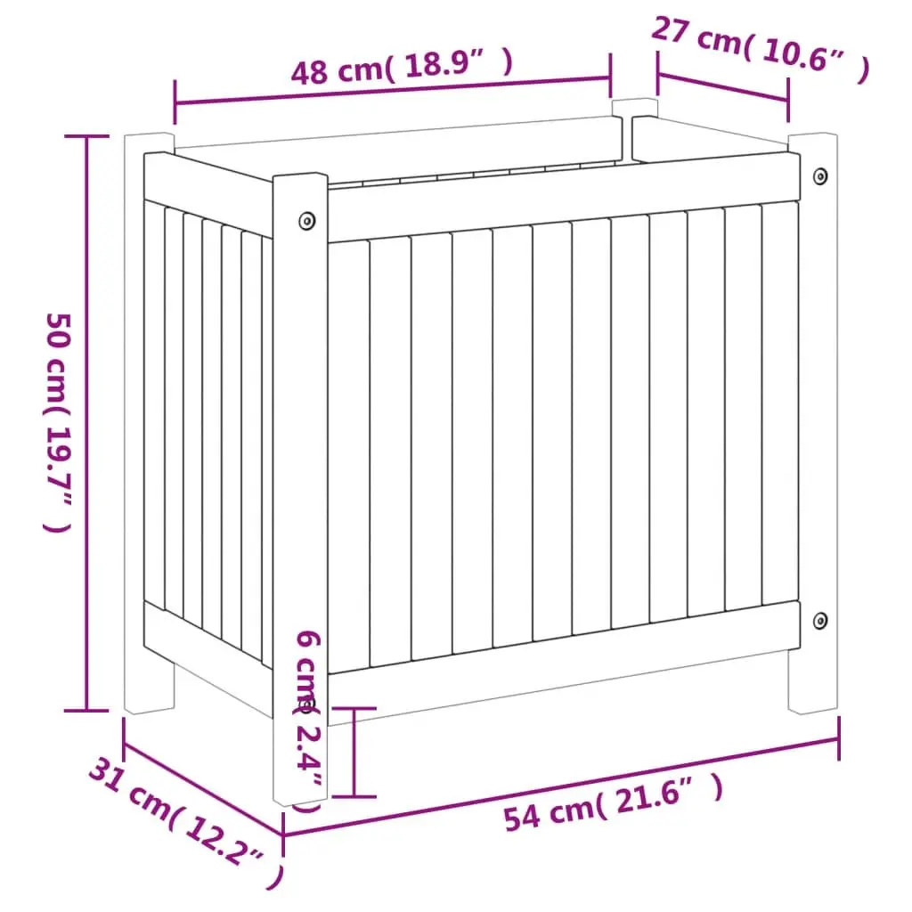 Wooden Planter Box Solid Acacia Wood 54 x 31 x 50 cm Brown