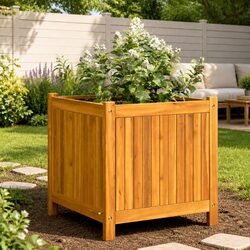 Sturdy Acacia Wood Garden Planter Box 50x50x50 cm