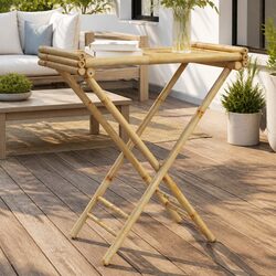 Brown Bamboo Folding Tray Table for Indoor and Outdoor Use