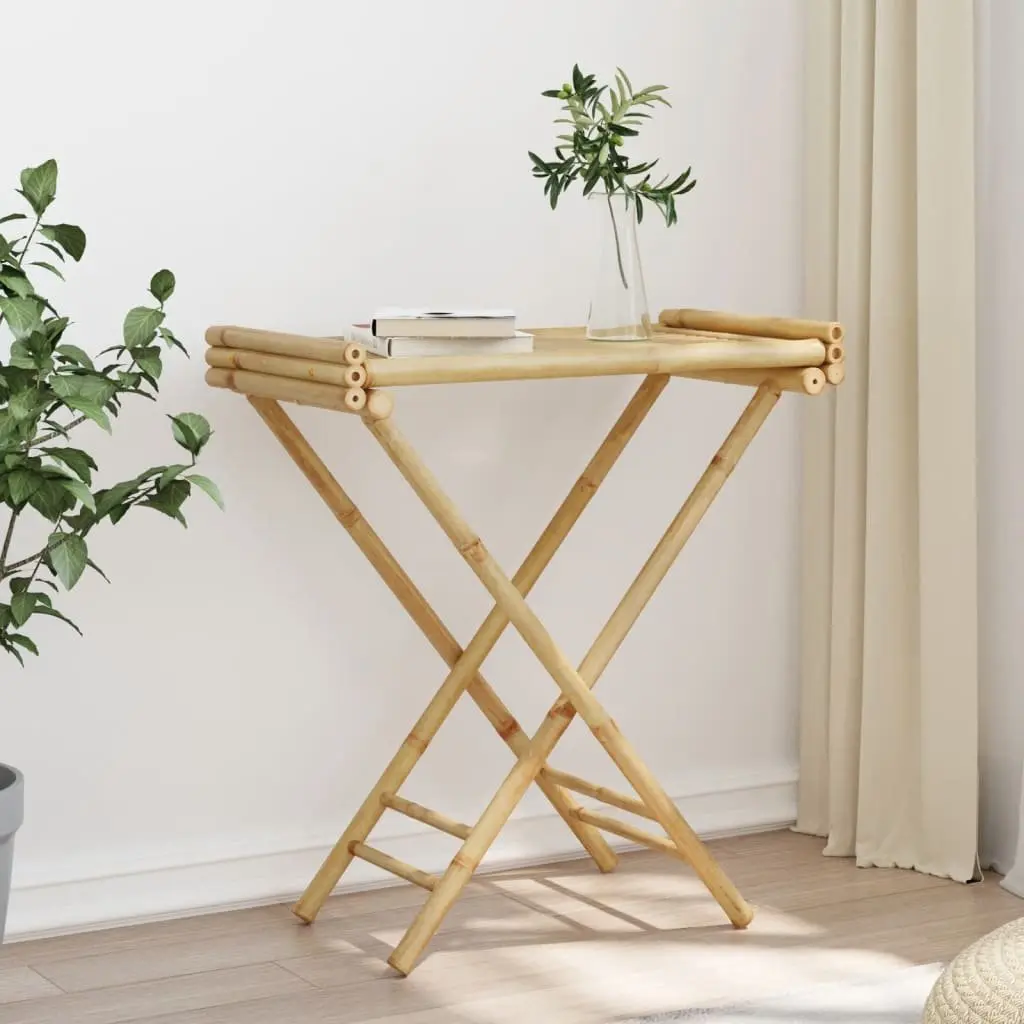 Brown Bamboo Folding Tray Table for Indoor and Outdoor Use
