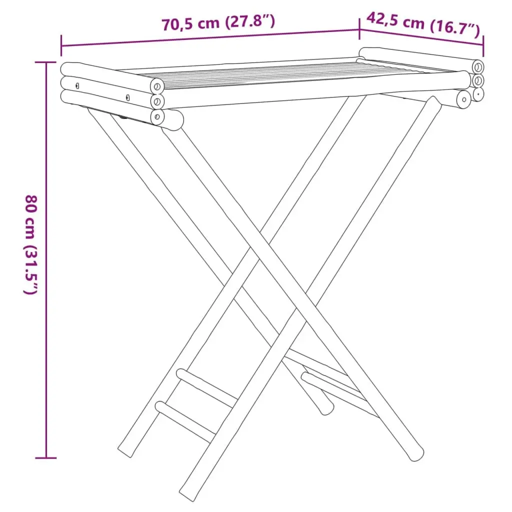 Brown Bamboo Folding Tray Table for Indoor and Outdoor Use